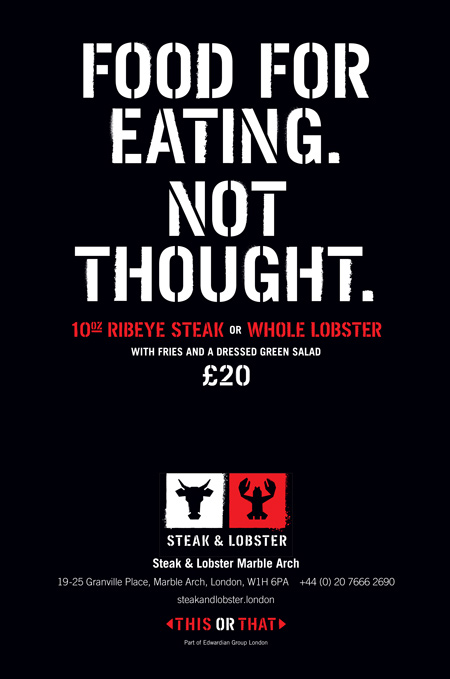 Steak and Lobster London Tube 4 Sheet Ad